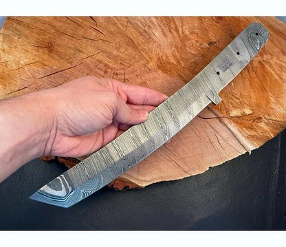 Damascus Steel Tanto Knife Blank – SD2
