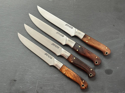 Handmade Carbon Steel Steak Knives Set / Steakmesser 4 Pcs