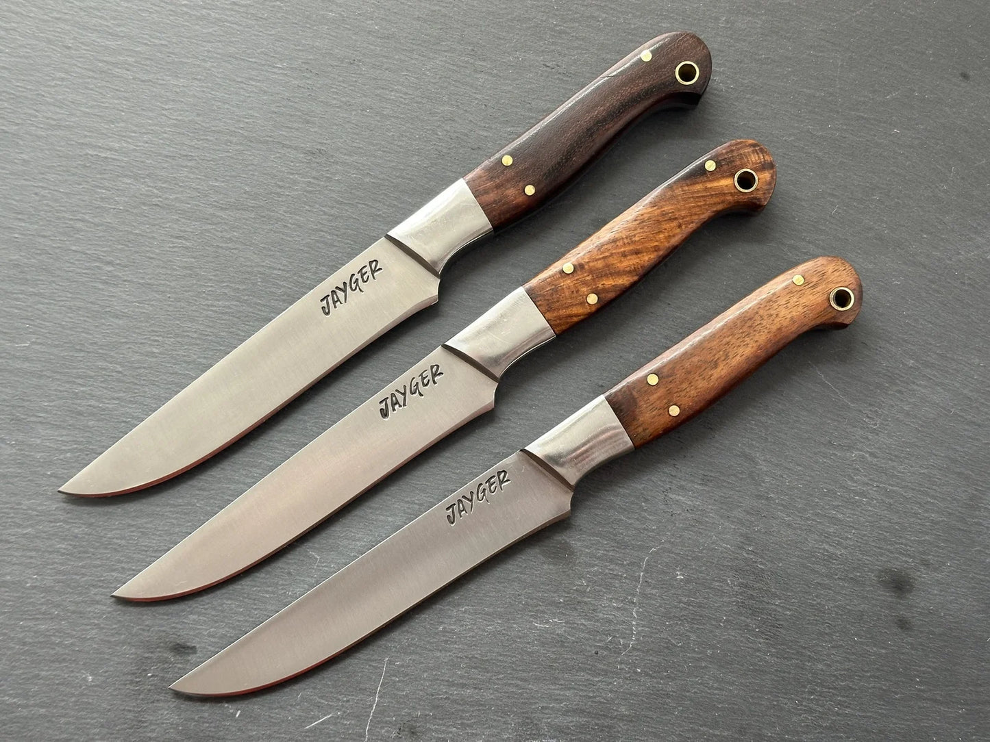 Handmade Carbon Steel Steak Knives Set / Steakmesser 4 Pcs