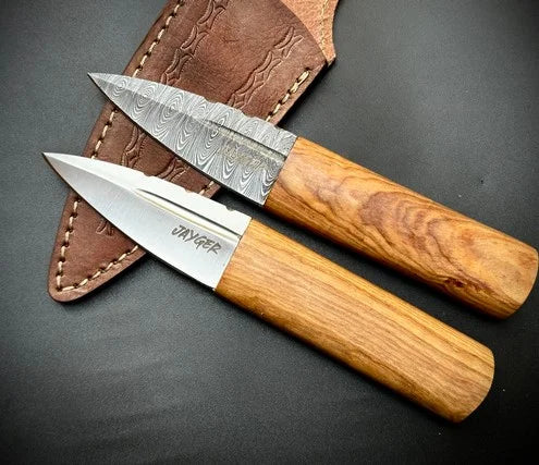 Handmade Sgian Dubh Damascus Steel Blade Oak Wood Handle