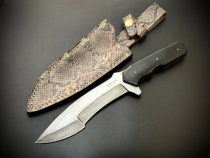 Handmade Tactical Bowie Knife With Leather Sheath