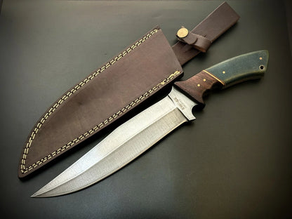 Hand Forged Full Tang Hunting Bowie Knife With Leather Sheath