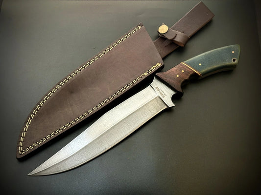 Hand Forged Full Tang Hunting Bowie Knife With Leather Sheath