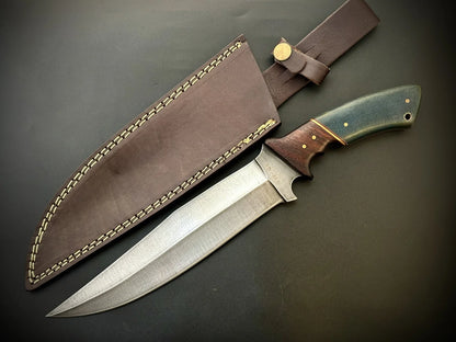 Hand Forged Full Tang Hunting Bowie Knife With Leather Sheath