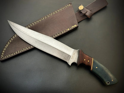 Hand Forged Full Tang Hunting Bowie Knife With Leather Sheath