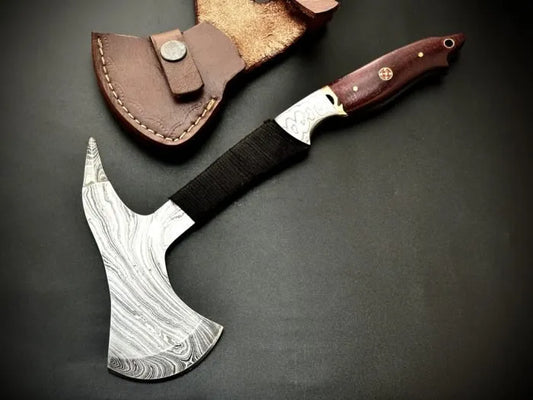 Hand Forged Damascus Camping Hatchet / Bushcraft Axe -JD3