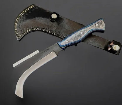 Handmade Carbon Steel Billhook With Leather Sheath