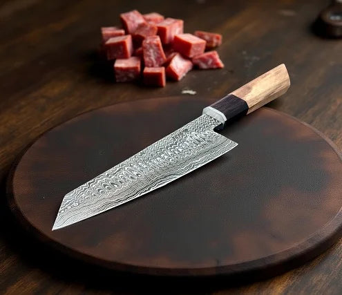 Handmade Santoku Chef Knife – 6.9”Damascus Steel Blade