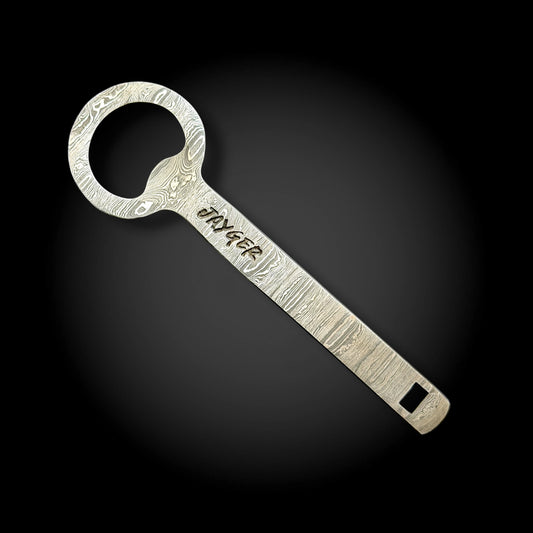 Hand Forged Damascus Steel Bottle Opener / Pendant