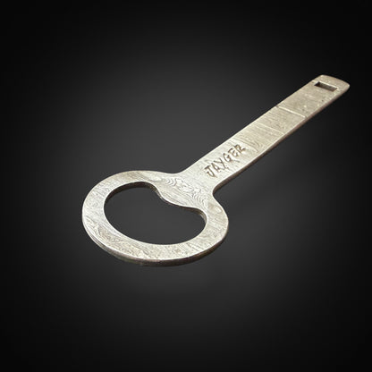 Hand Forged Damascus Steel Bottle Opener / Pendant