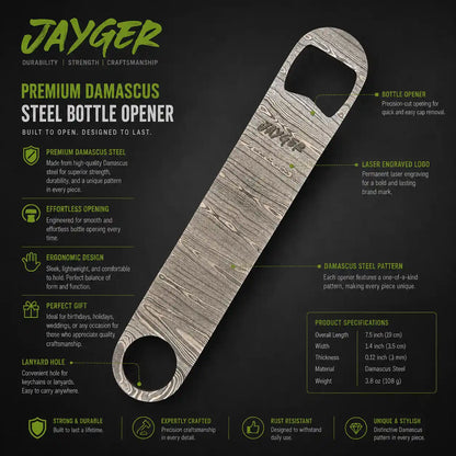 Hand Forged Damascus Steel Bottle Opener / Gift Item