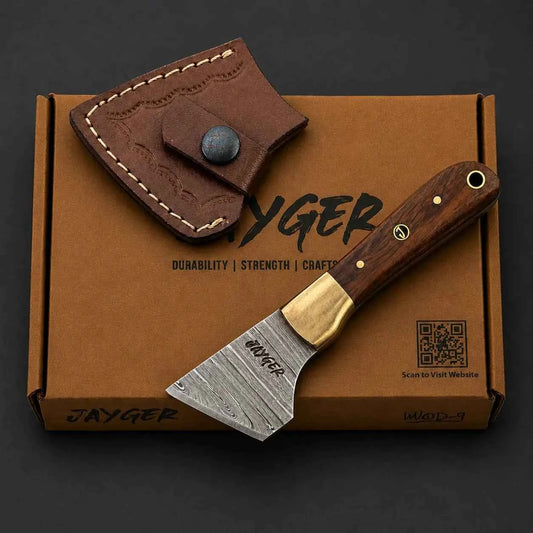 Handmade Angled Skiving Knife – Damascus Steel-QD29
