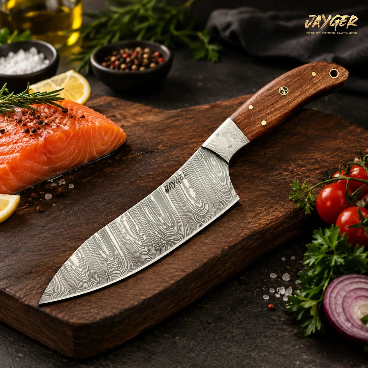 Hand Forged Damascus Steel Kitchen Knife / Chef Set