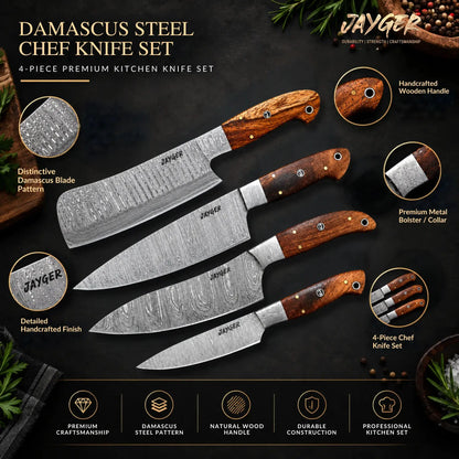 Hand Forged Damascus Steel Kitchen Knife / Chef Set