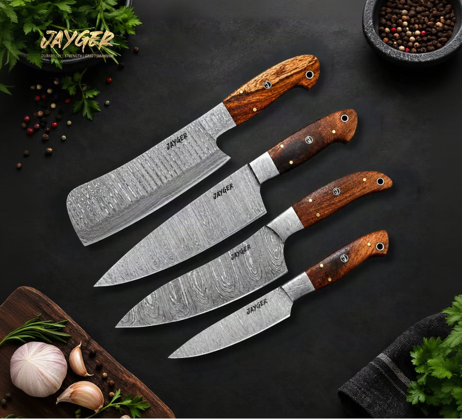 Hand Forged Damascus Steel Kitchen Knife / Chef Set