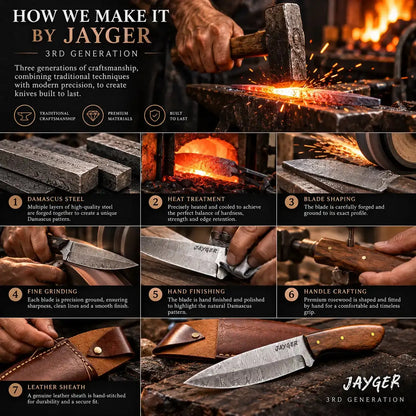 Handmade Damascus Steel Knife with Wooden Handle