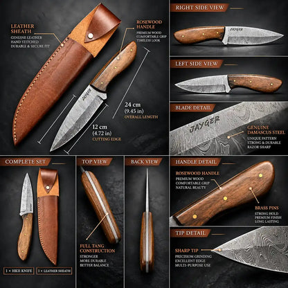 Handmade Damascus Steel Knife with Wooden Handle