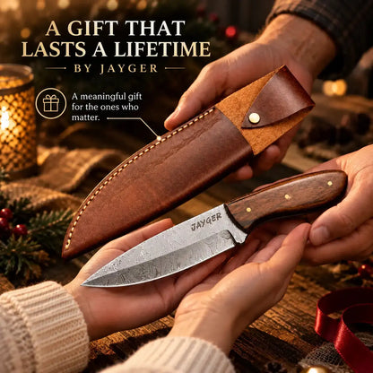 Handmade Damascus Steel Knife with Wooden Handle