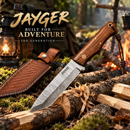 Handmade Damascus Tanto Knife with Wooden Handle