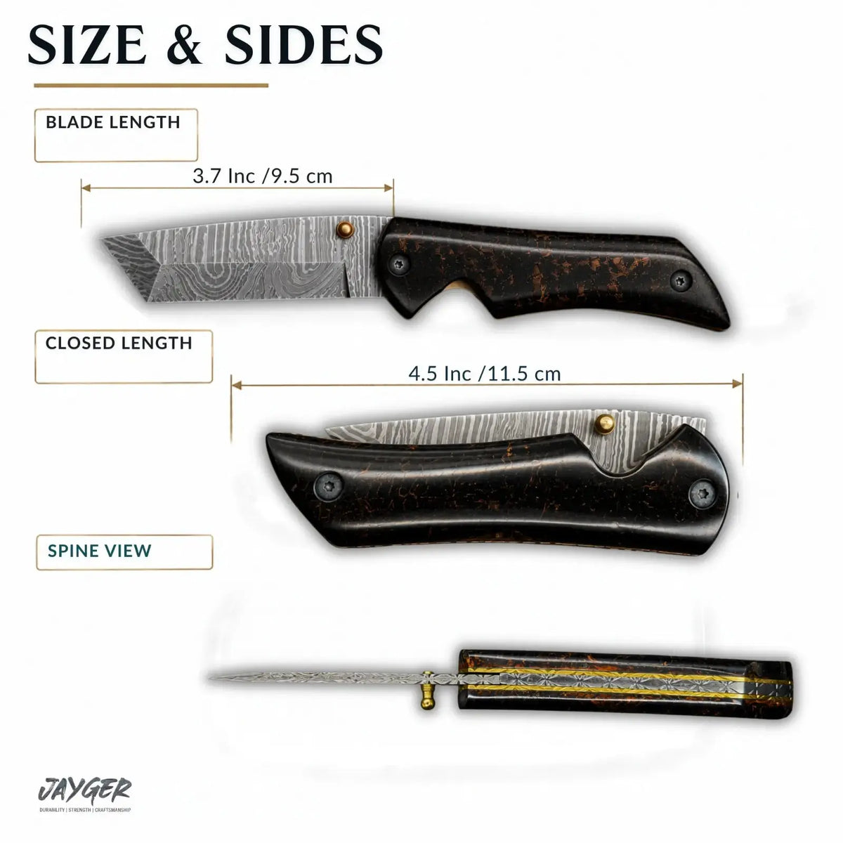 Handmade Damascus Folding Knife-Tanto Style
