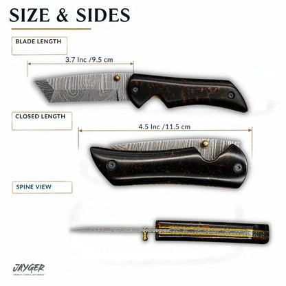 Handmade Damascus Folding Knife-Tanto Style