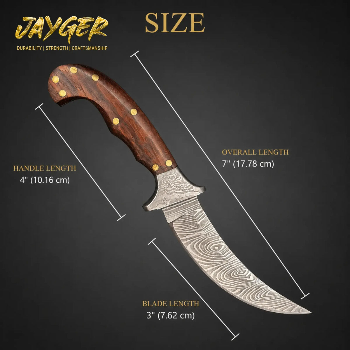 Handmade Mini Damascus Steel Kirpan – Wooden Handle with Brass Pins
