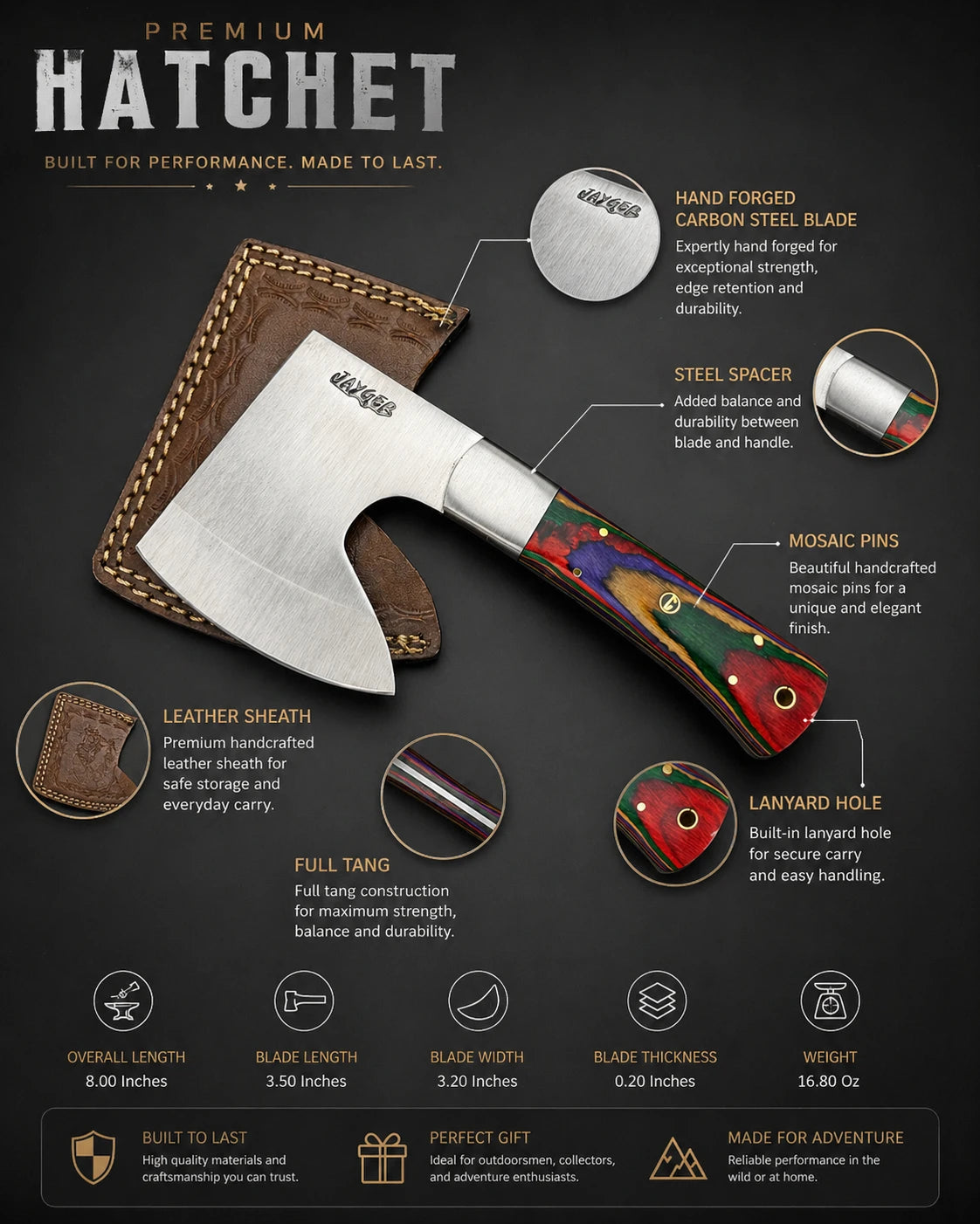Handmade Meat Cleaver With Leather Sheath CH3