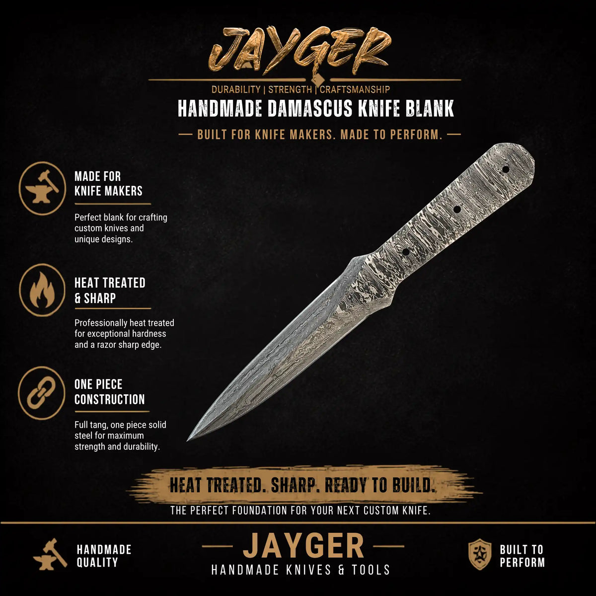 Hand Forged Damascus Steel Hunting Knife Blade Blank