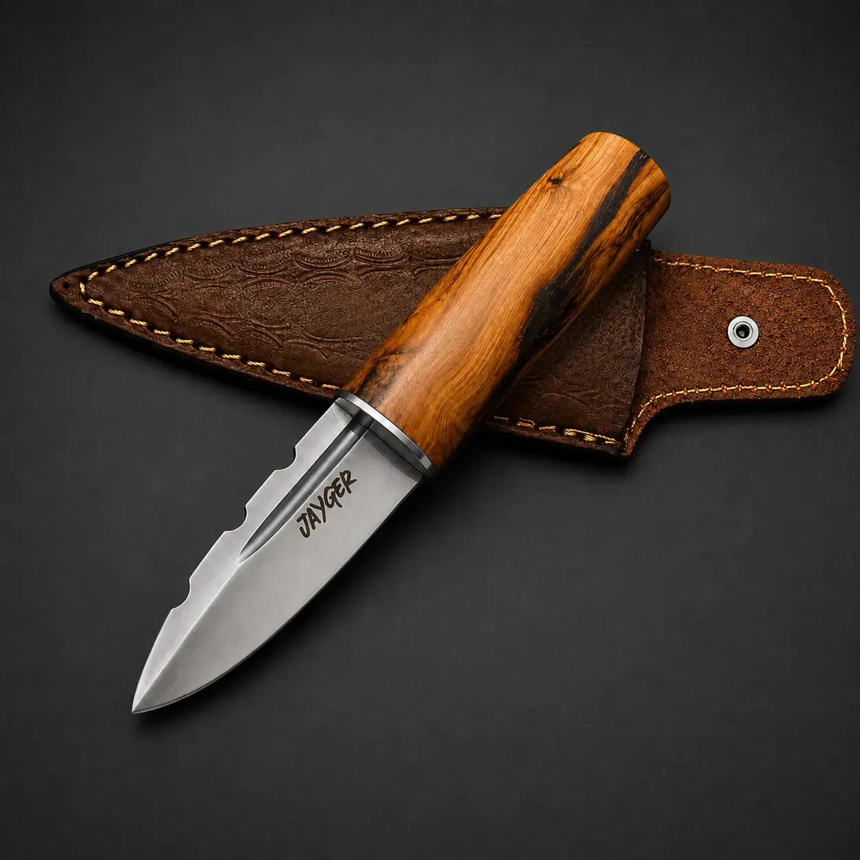 Handmade Sgian Dubh Carbon Steel Blade Olive Wood Handle-Sharp