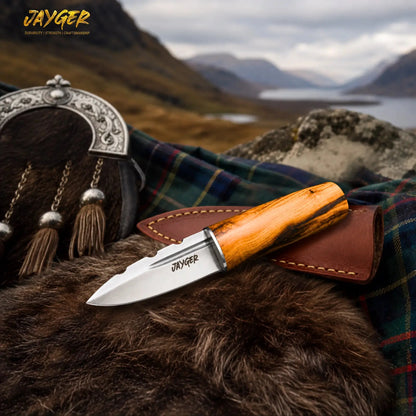 Handmade Sgian Dubh Carbon Steel Blade Olive Wood Handle-Sharp