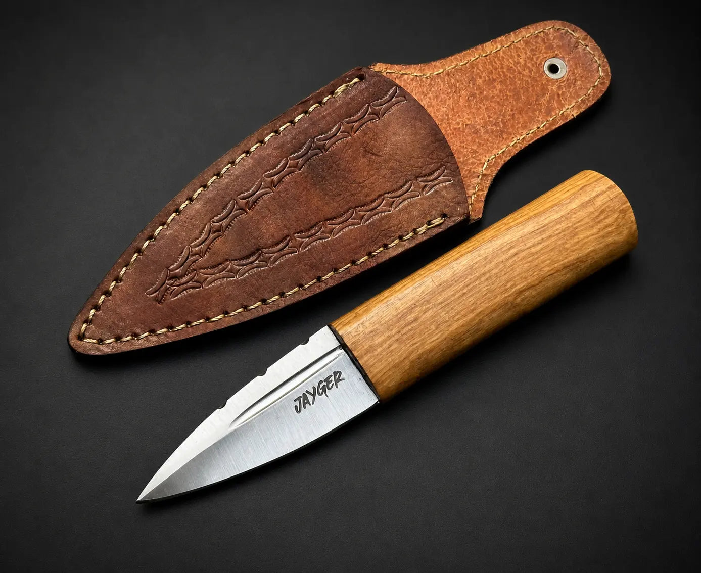 Handmade Sgian Dubh Damascus Steel Blade Oak Wood Handle