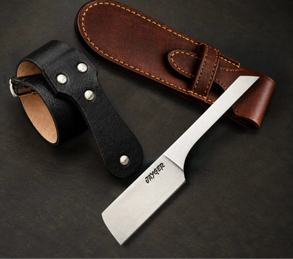 Handmade Kamisori Style Straight Razor with Leather Sheath & Strop