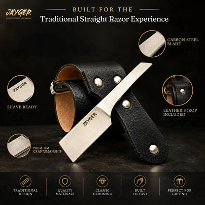 Handmade Kamisori Style Straight Razor with Leather Sheath & Strop