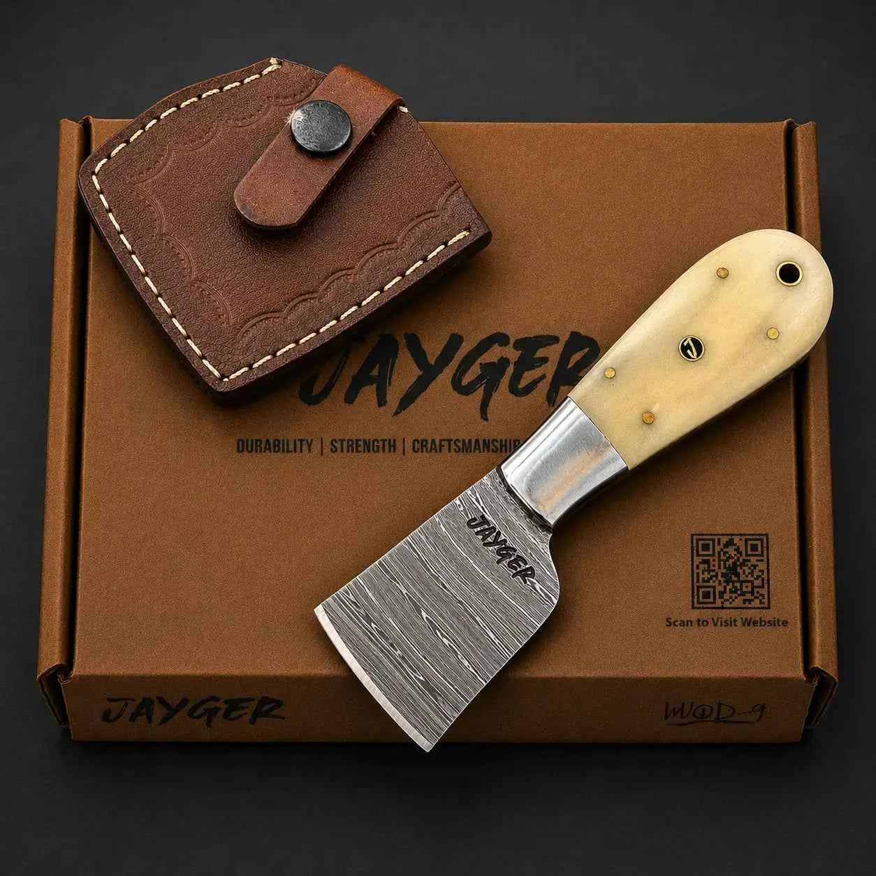 Straight Edge Leather Cutter-Damascus Steel-QD35