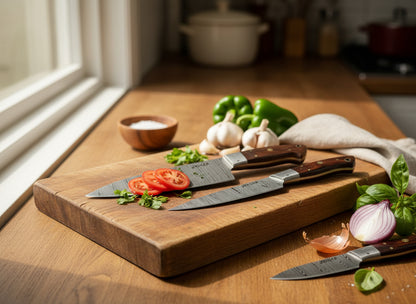 Hand Forged Damascus Steel Kitchen Knife / Chef Set