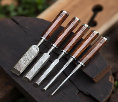 Jayger Damascus Steel Chisel Set