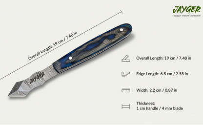 Jayger Handmade Damascus Steel Japanese Kiridashi Knife Long-Neck Precision Marking & Scribing Tool for Woodworking