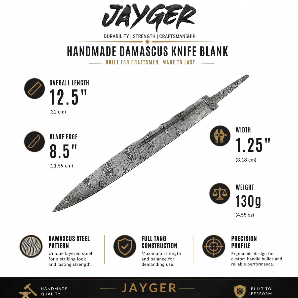Handmade Scottish Dirk Blank Blade Damascus Steel – b275