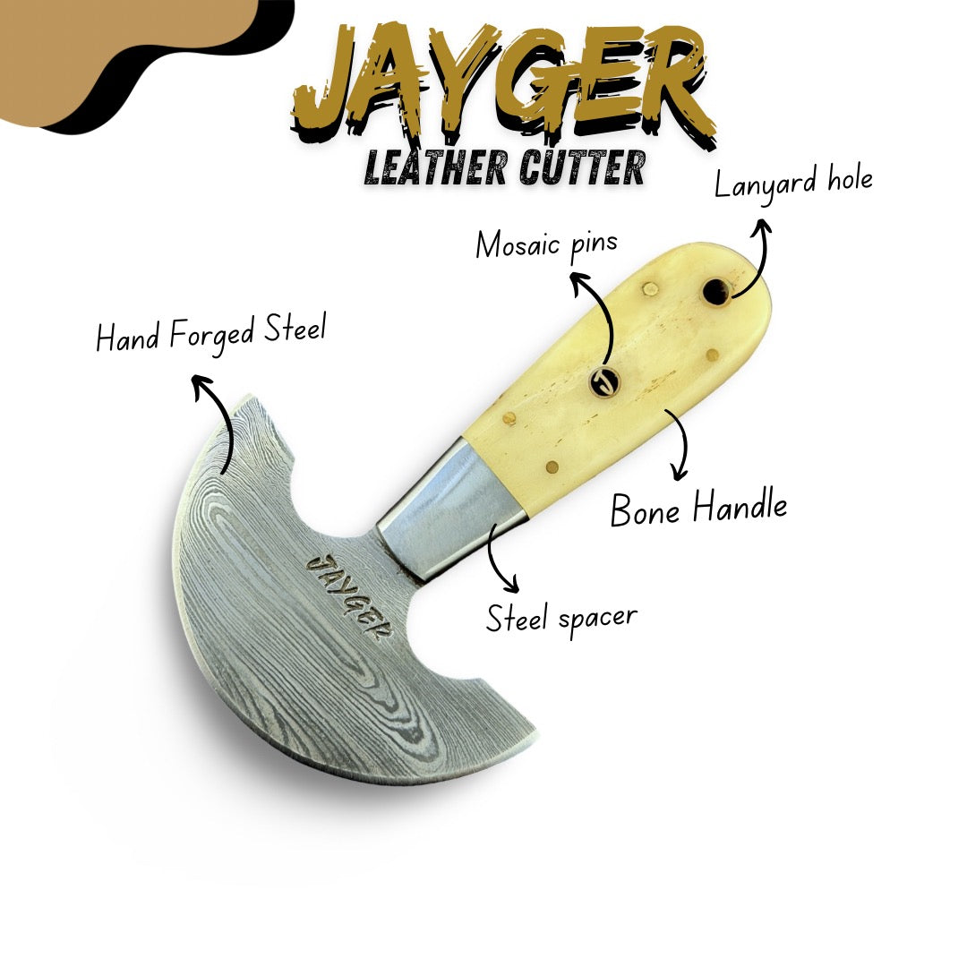 Handmade Damascus Steel Round Head Leather Knife