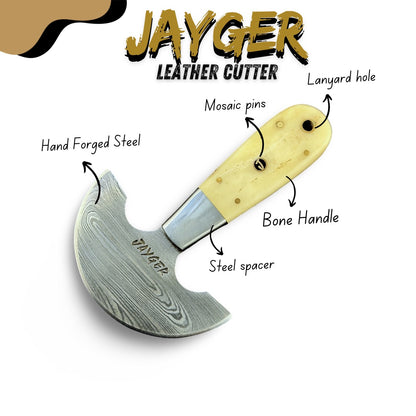 Handmade Damascus Steel Round Head Leather Knife