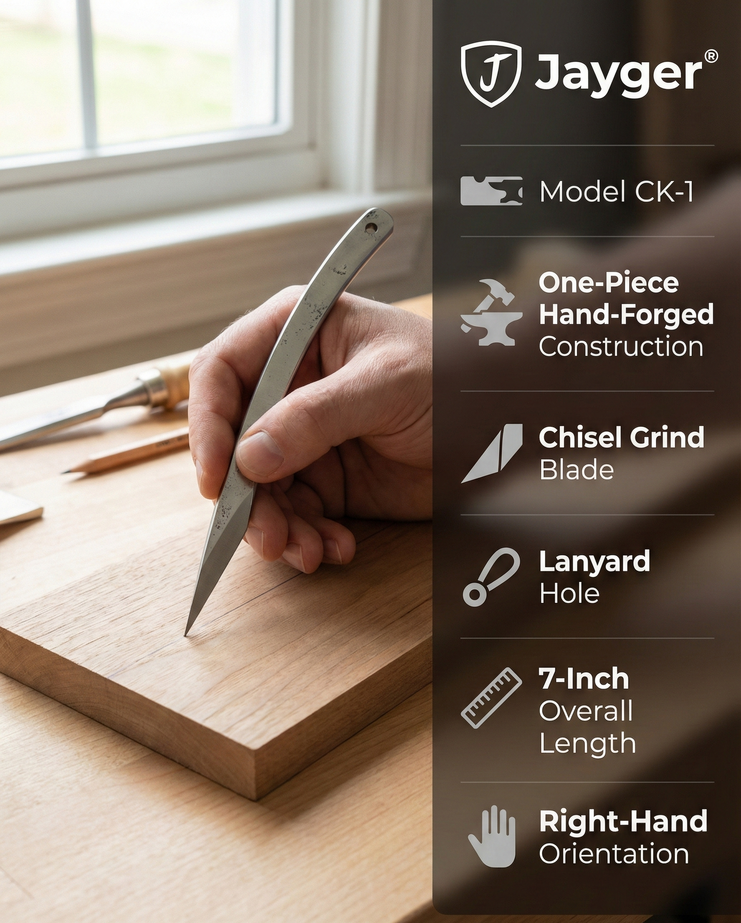 Handmade 12C27 Steel Japanese Kiridashi Knife-Right Hand