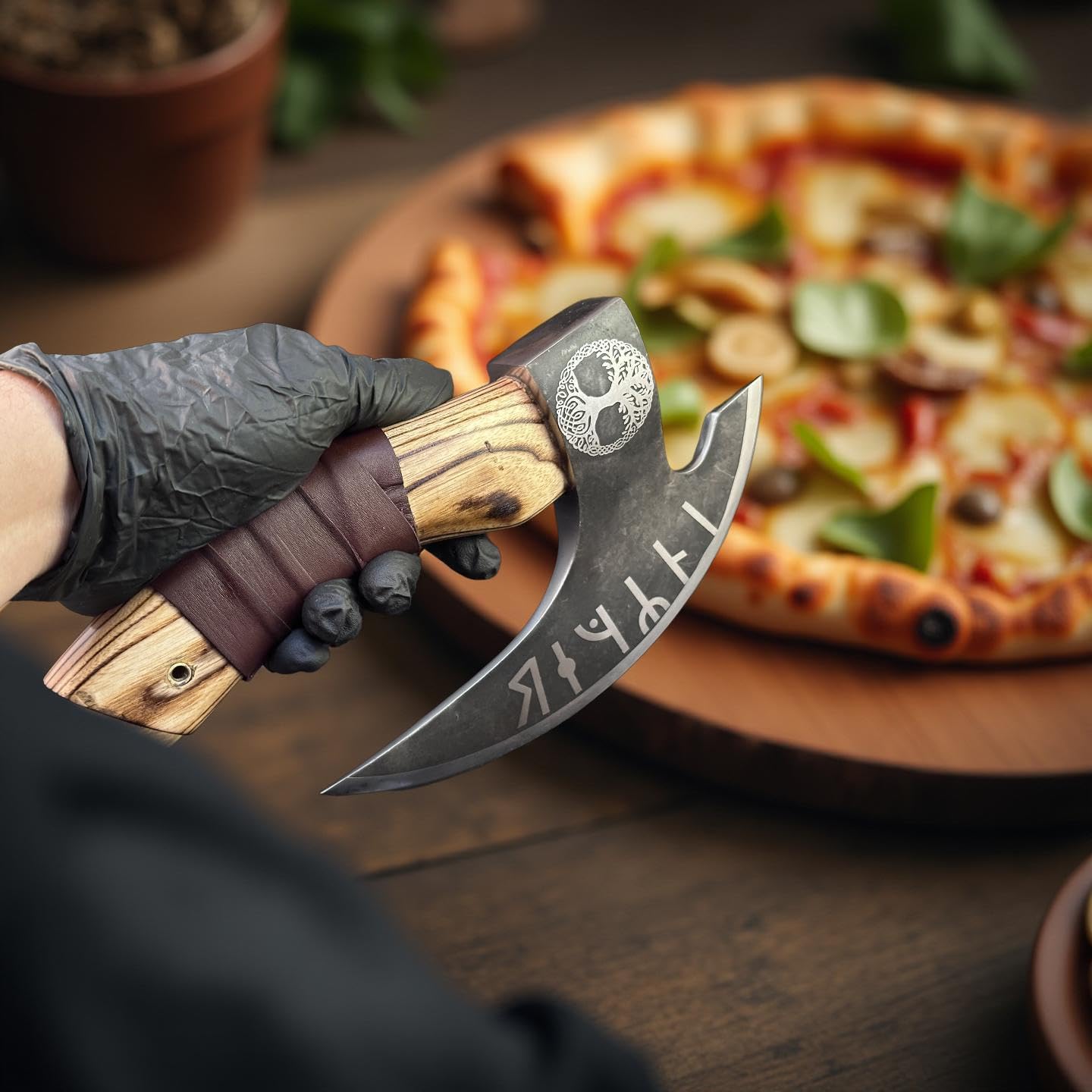 Handmade Viking Style Carbon Steel Pizza Axe