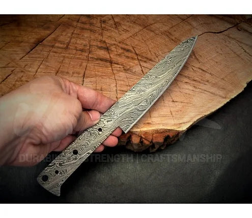 Handmade Damascus Steel Utility Knife Blank Blade – K11