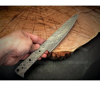 Handmade Damascus Steel Utility Knife Blank Blade – K11