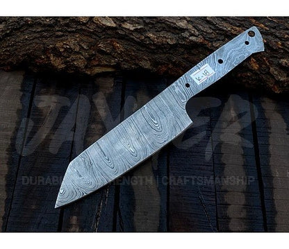 Damascus Steel Chef Slicer Knife Blank Blade – K18