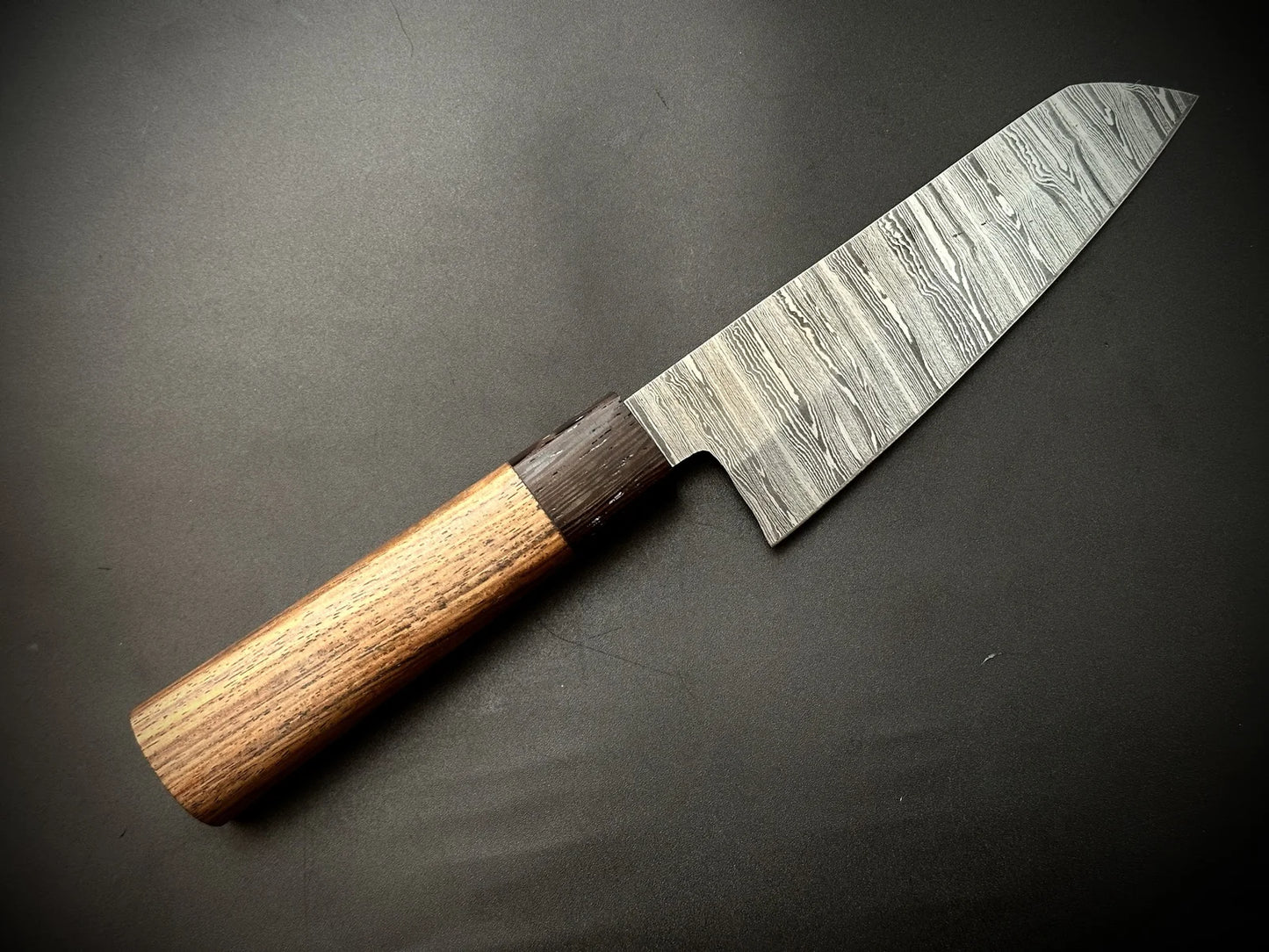 Damascus Steel Santoku Knife With Wood Handle