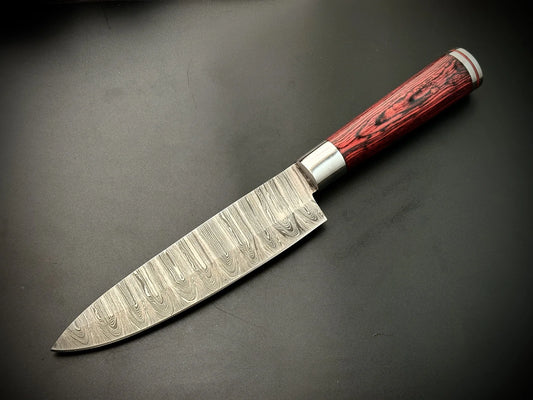 Handmade Damascus Steel Chef Knife Round Handle