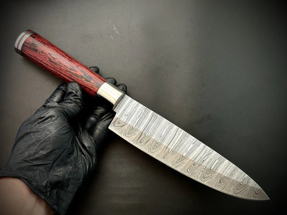 Handmade Damascus Steel Chef Knife Round Handle
