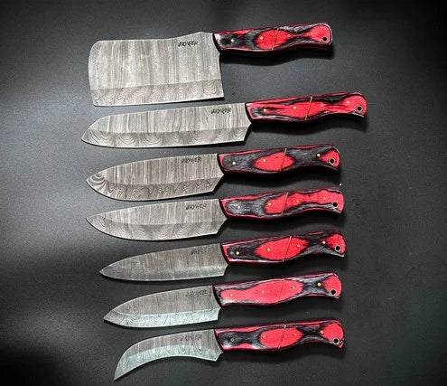 Chef knives Set of 7 Pieces With Leather Roll Over Bag-KDS2