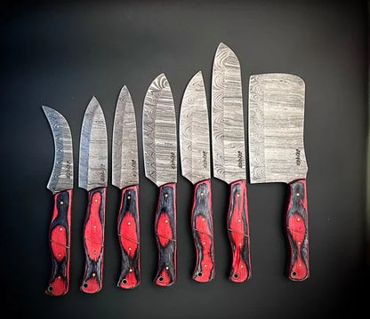 Chef knives Set of 7 Pieces With Leather Roll Over Bag-KDS2